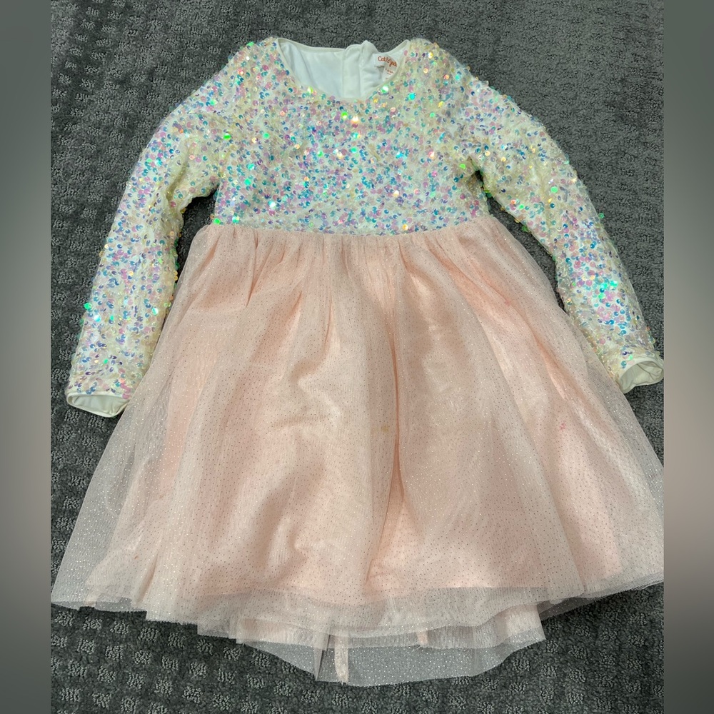Formal sparkle dress- size 6/6x- like new- blush color